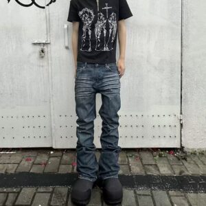 Distressed Slightly Flared Slim-fit Denim Jeans