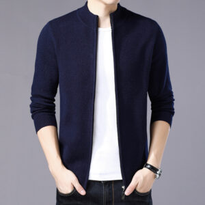 Mens Thickened Warm Solid-color Sweater