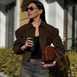 Versatile American Style Retro Biker Jacket With A High End Cropped Silhouette