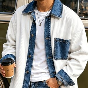 Design-inspired Denim Patch Lapel Coat