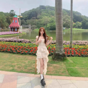 First Love Irregular Ruffled Slim-Fit Dress